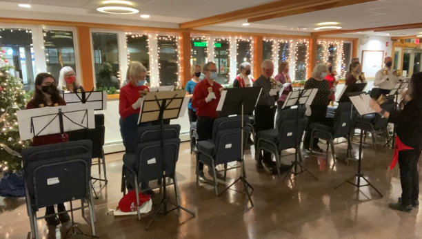 Highlands' bell choir at rehearsal