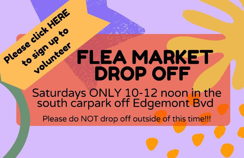 Poster on drop off times for the flea market