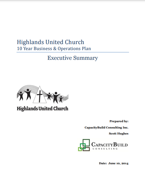 Cover page of HUC 10-year business plan