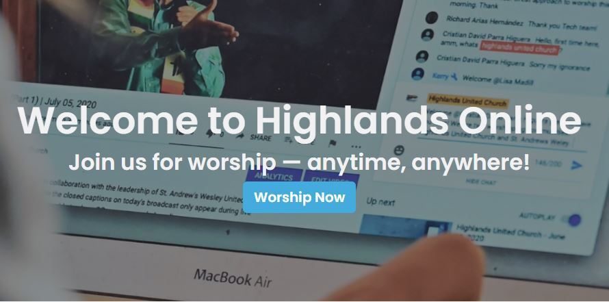 Link to the Highlands Online Page for the latest Sunday service