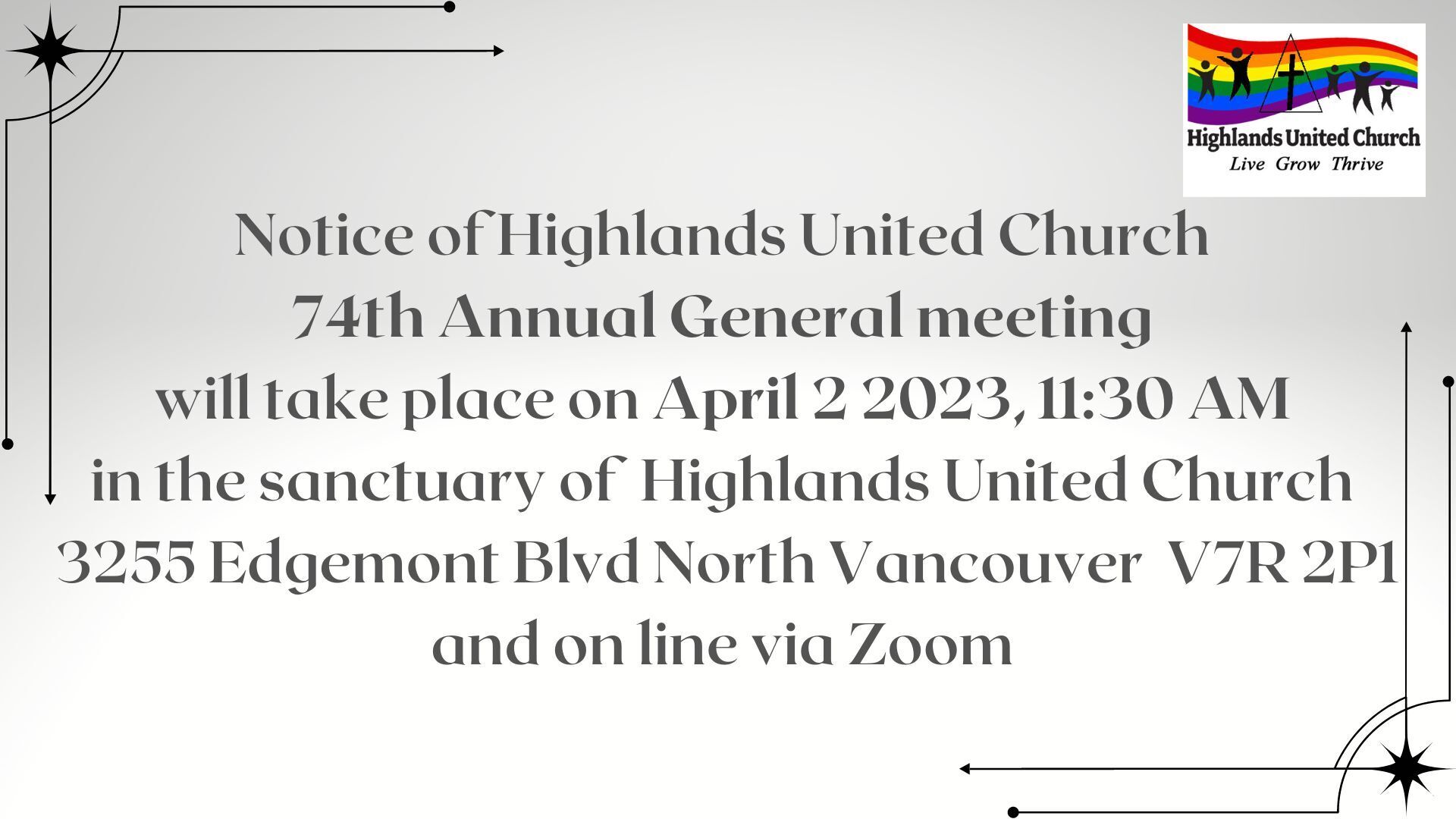 AGM Notice 2nd of April at 11am