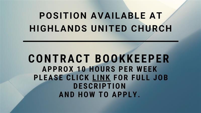 Bookkeeper Position Ad