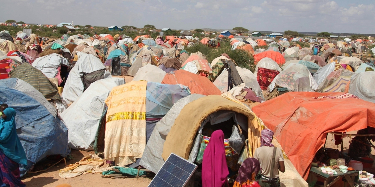 Refugee camp with tents