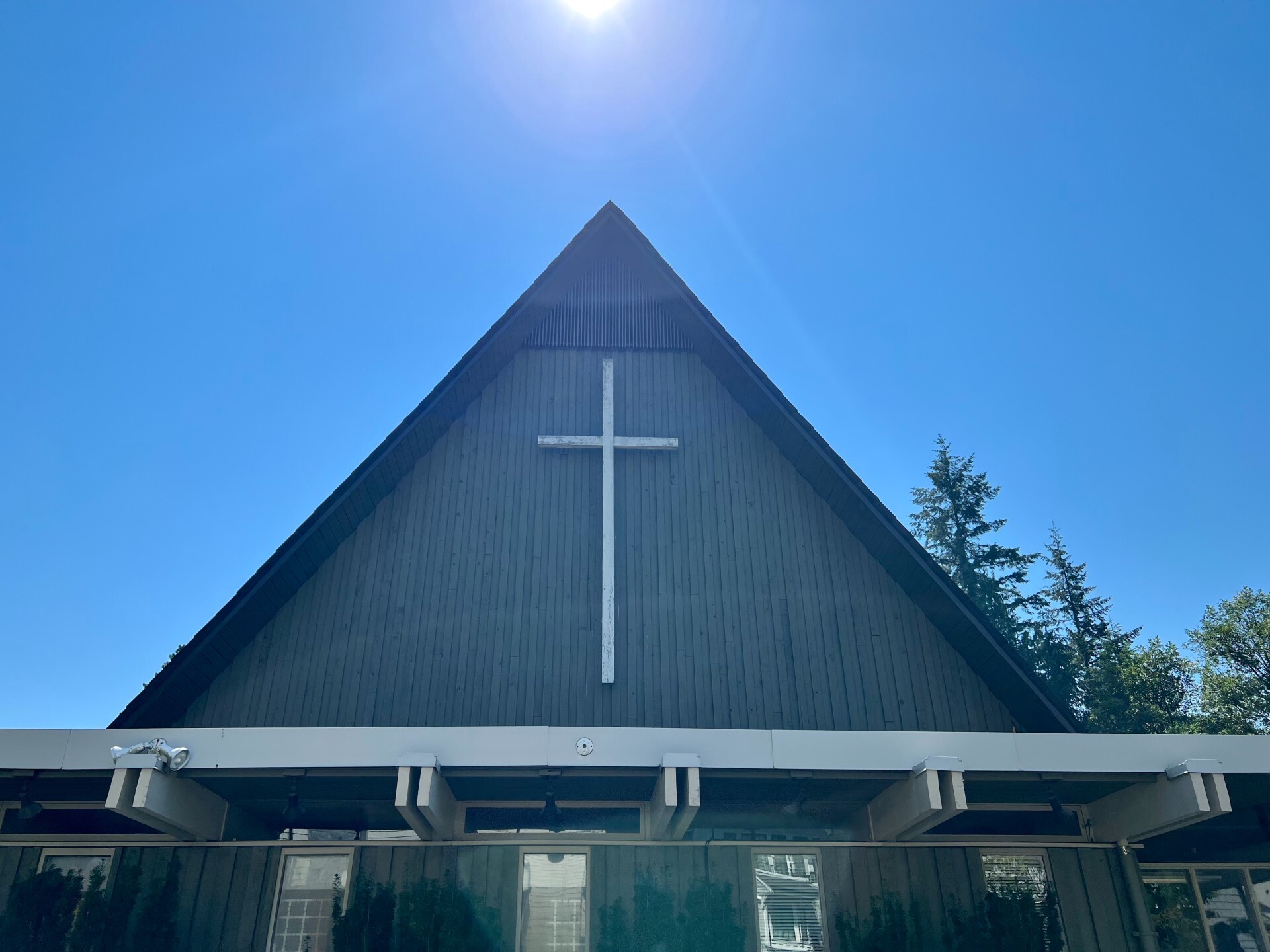 Outdoor Cross on Sanctuary Roof