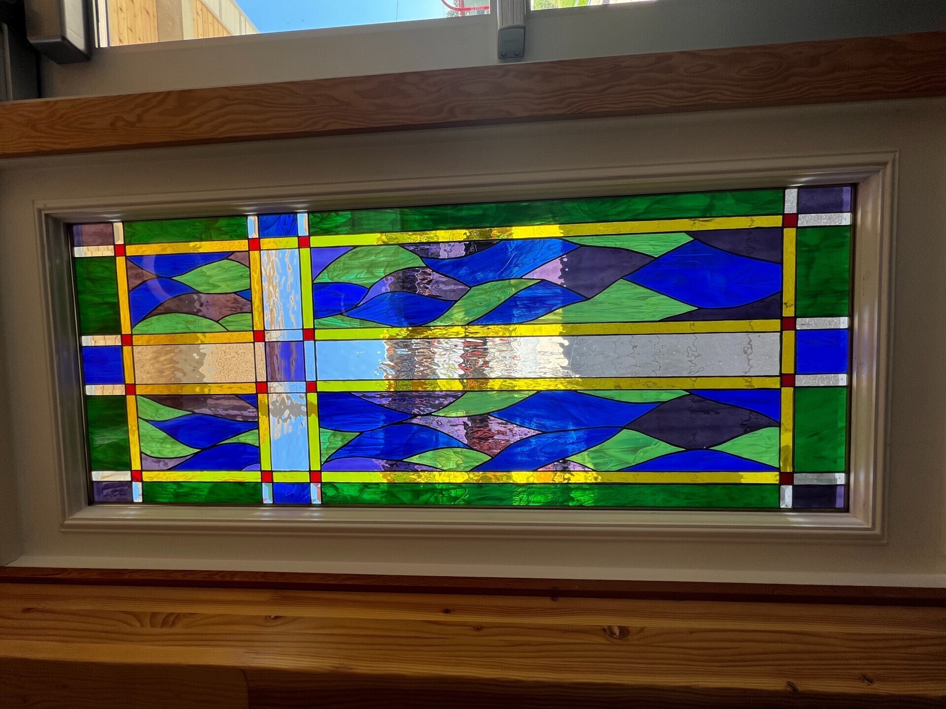 A multicoloured stain glass window