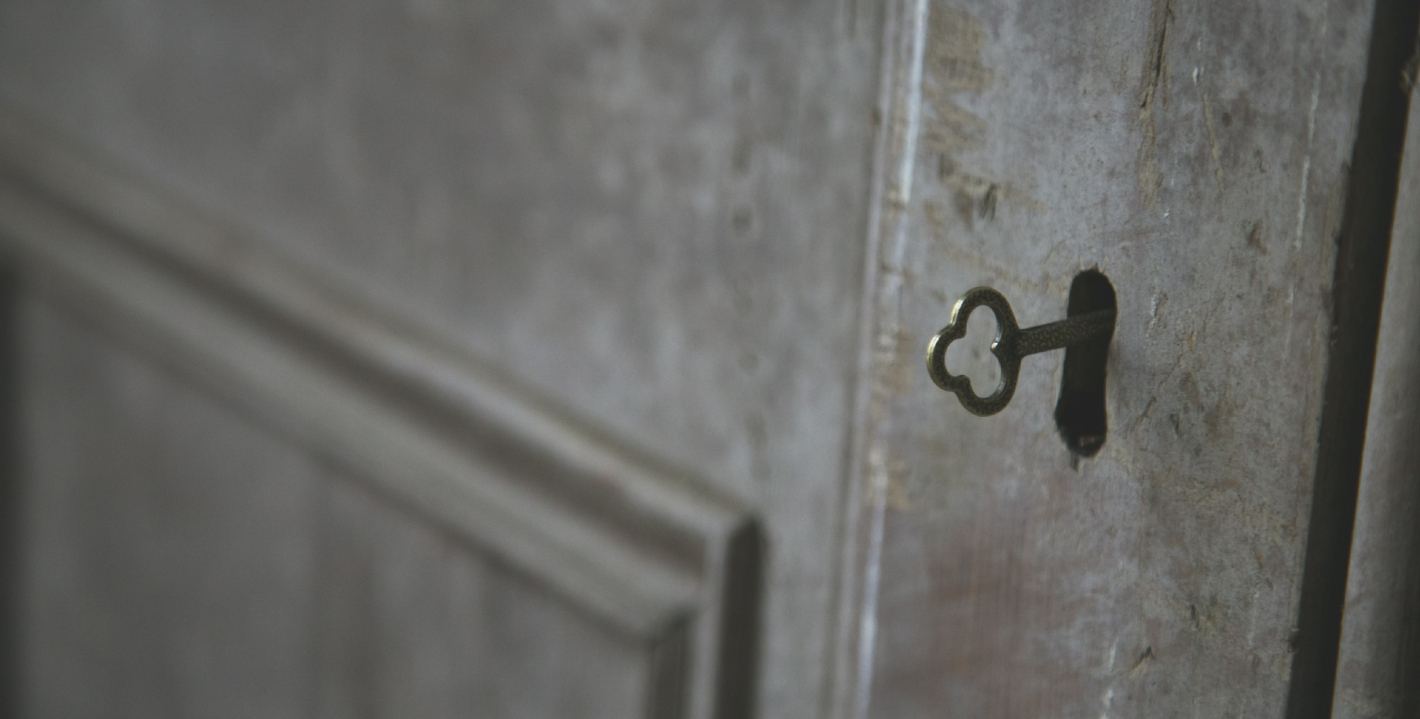 Photo of a key on a brown background